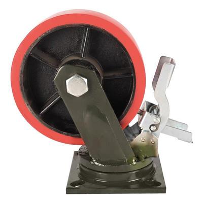 超重型12寸铁芯聚氨酯聚P脚U轮刹车轮6821寸8寸10寸脚氨酯轮