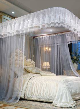 双轨道密蚊帐加Yza83izC粗支架人家用帐纱加1床.5m1.8米2m三开门