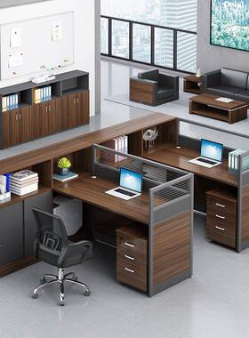 职员办桌椅合员工财断HQ-95887务桌2人组4人公位屏风隔卡座办公桌