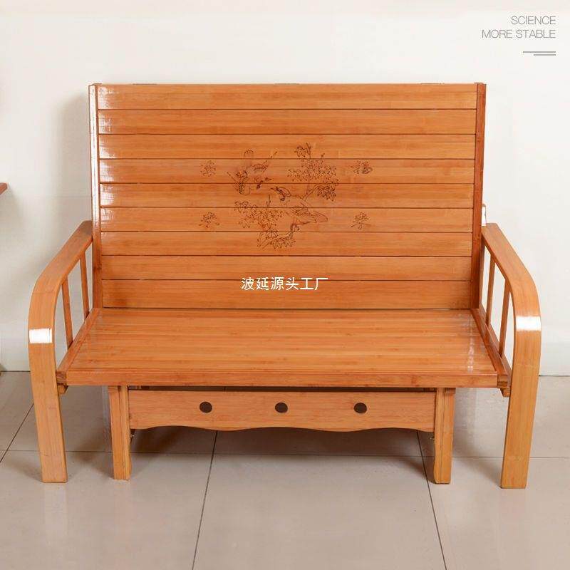 竹沙发发EZL床折叠床双人单人午睡人实午休家用成结沙两用竹床15