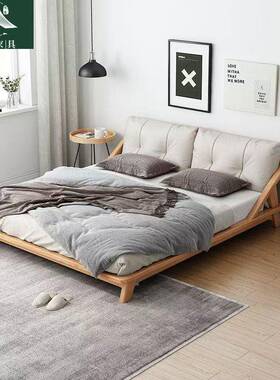 日式木床现代WBW简约小榻户型1.8/1.5榻床米原木实矮双人主卧木床