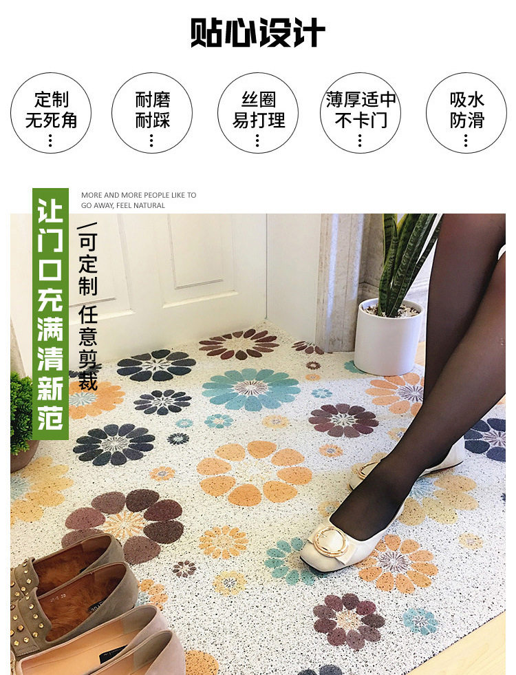 夏天进门除尘丝圈地毯玄关蹭土pvc厨房浴室防滑地垫几何简约
