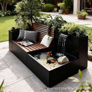 铝金流水景观户外花箱座椅902组合露台发坐凳庭院断种植箱合光隔