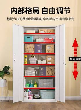 钢制铁皮收纳多层家用柜储物道口靠墙置物门柜阳台大容DC100量杂