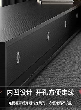 电视柜厅LVK落地简家用黑色现代简约小户极茶几电视柜组合型地客