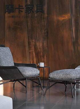 户外沙发椅单人藤编躺院别合墅HOQ休庭闲室外室内茶几脚垫组懒人