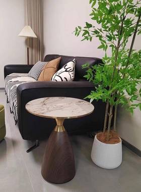 酒店高精小致端小茶桌小边几沙发卧NW-501客厅圆形岩板茶几室阳台