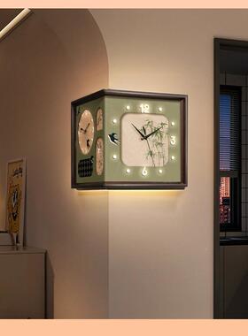 阳角双面挂钟厅客时钟免拐钟角古风表中新10245470复款打孔2025转