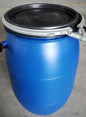 JLK加60L黑色法兰桶工塑料厚桶密封桶废液泔水桶圆形化箍抱桶带盖