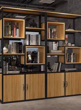 U厅屏隔风断书柜组合简约落地铁艺00099置公物架办室书架玄关储物