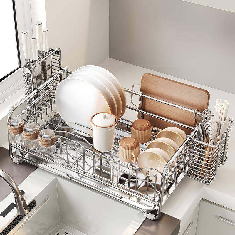 美物语304不锈厨钢厨房碗碟职务家用多功能架LOL台面沥水收架碗筷
