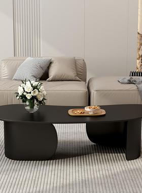 意式黑色岩板茶几现代客厅轻奢小户型腰果边几创意异形家用小茶桌