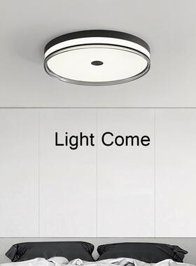 极简卧室灯led吸顶灯圆形创意黑色高端全铜书房简约现代房间主灯
