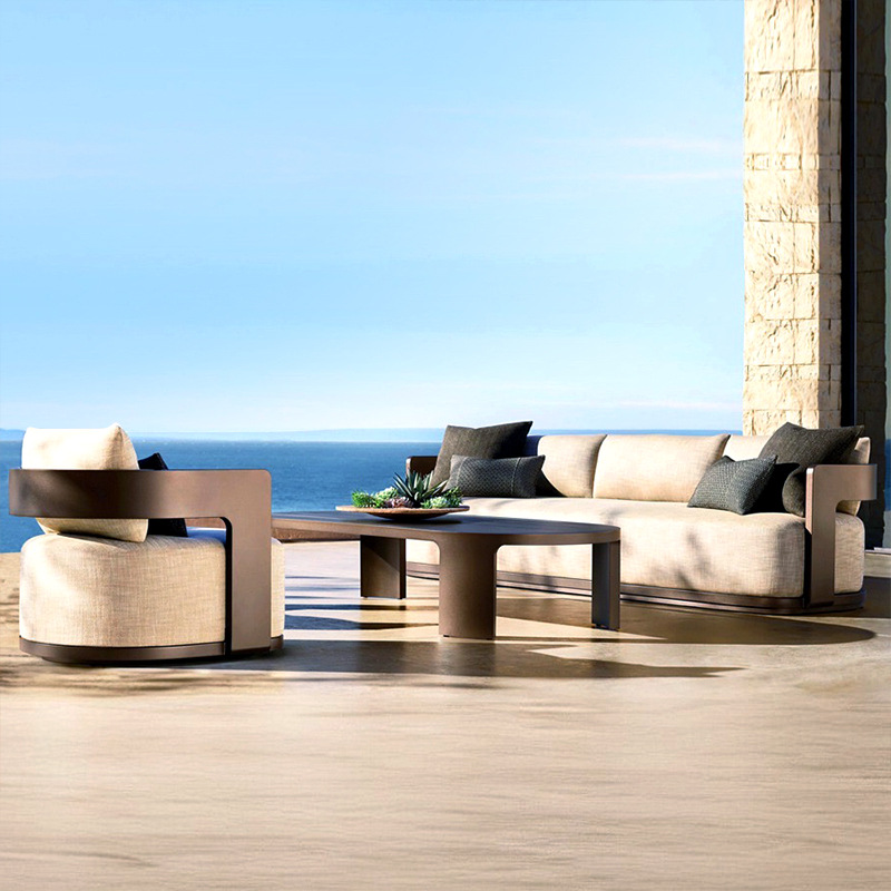 户外实木沙发庭院别墅露天阳台休闲原木家具组合北欧柚木躺椅茶几