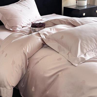 甜蜜爱心100S高支高密全棉四件套少女心甜美粉色大红色提花纯棉