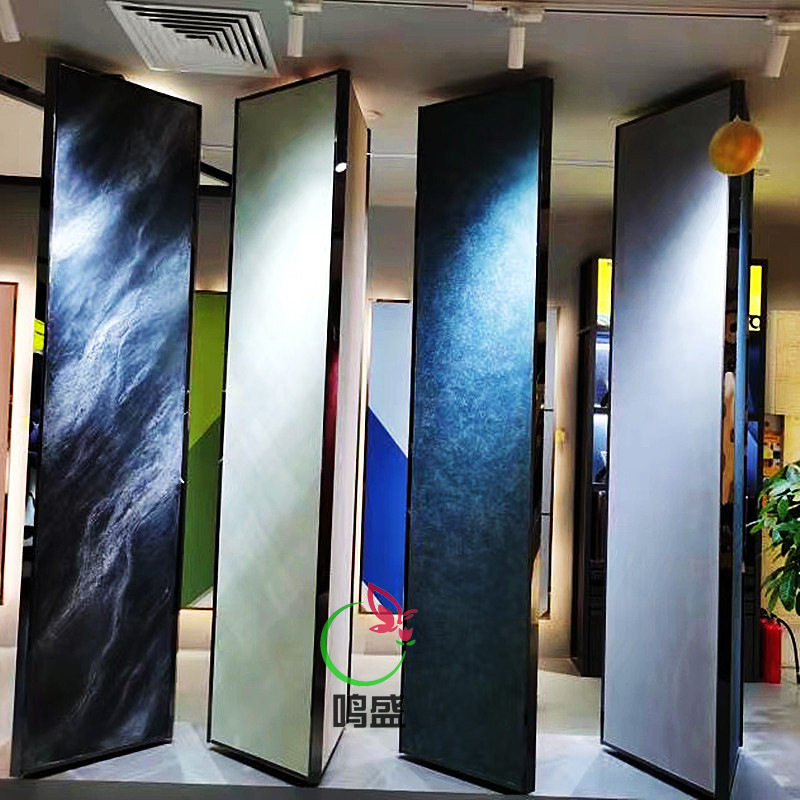 三面旋转瓷砖木地板展架多功能落地式立式艺术漆涂料样品展示柜