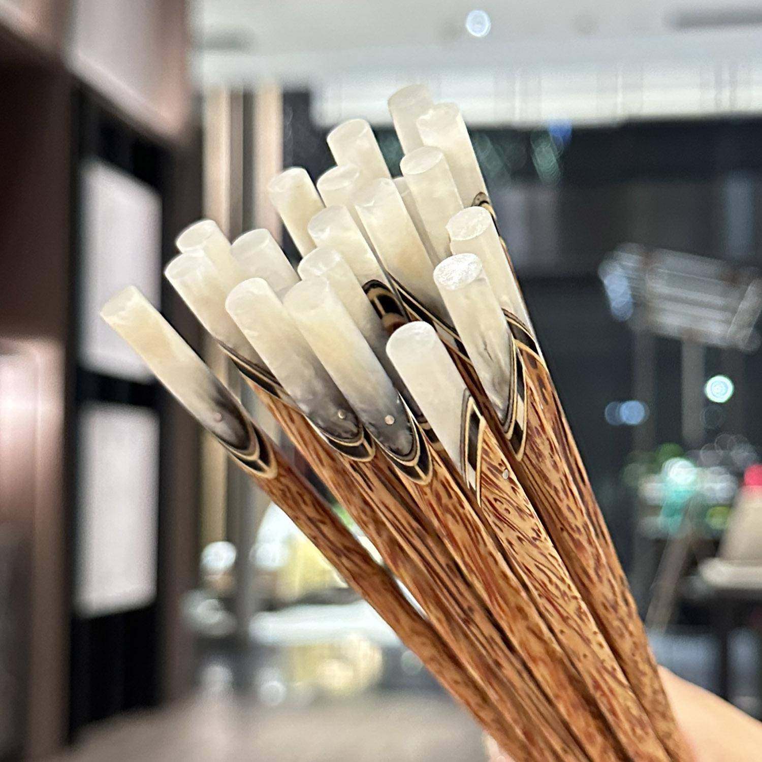 *老板娘自用*10双牛角天然椰子防滑木筷子双贝壳木手工镶嵌家新款
