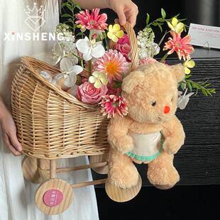 提芯苼手推车鲜花篮花艺装 饰摆件插鸡包蛋篮XHLZDY礼花物手工diy