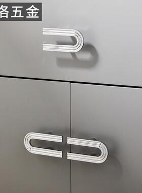 约法式奶油风镀铬黄铜OUS抽屉拉手现简高银档轻奢色橱柜代衣柜门