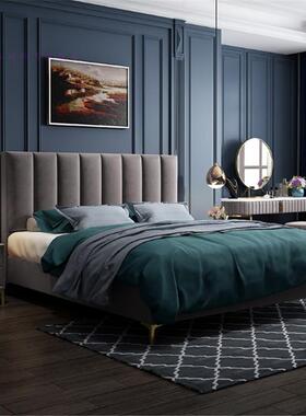 港式轻奢丝绒床主简约现代ns布艺床1.米双人卧床小户型18.i5T692