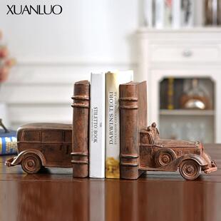 欧式复古树脂材质汽车书挡家居装饰客厅卧室书房酒柜摆件装修设计