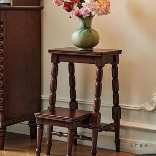 美式复古风实木梯凳子两用全核桃木家用客厅可折叠二步登高小凳子