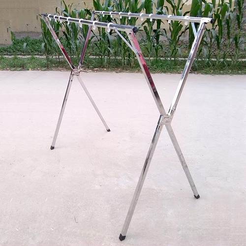销售伸缩不锈钢折叠落地晾衣架移动式X型地摊架