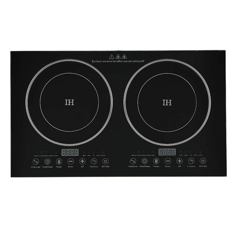 塑料壳钢圈和玻璃面板双头电磁炉220V127V双电压2头台式电磁炉