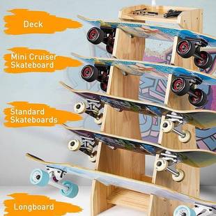 实木立式滑板存储支架滑板木架迷你滑板木架五层滑板收纳展示架