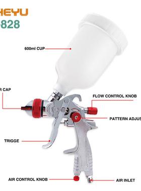 电商H828环保喷枪HVLP汽车喷漆枪外贸1.4重力式油漆喷漆机