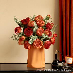 高级感复古仿真花束绢花轻奢客厅假花摆件餐桌花装饰摆设