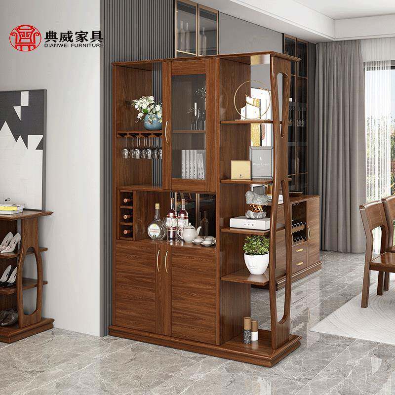 胡桃木实木间厅柜入户进门玄关柜客厅隔断酒柜隔断柜门厅柜屏风柜