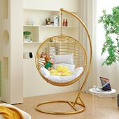 轻奢阳台985吊椅不锈钢金篮用属金色吊成人家篮户外摇秋千吊床摇