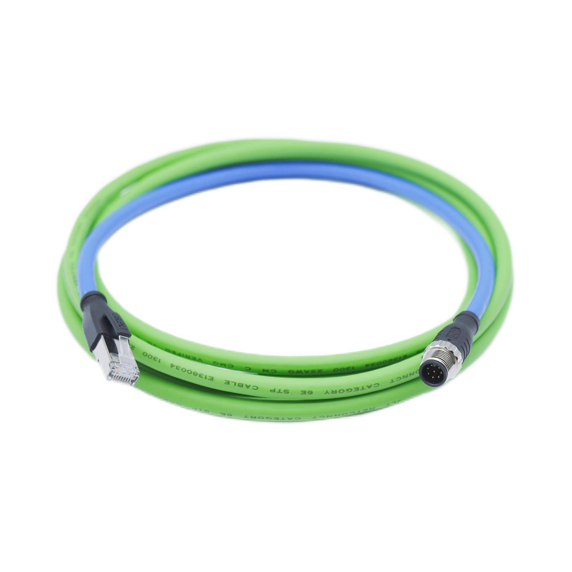 M编12转R45J六类高柔双层屏蔽以太网线A型8芯公母头防DSB水码连接