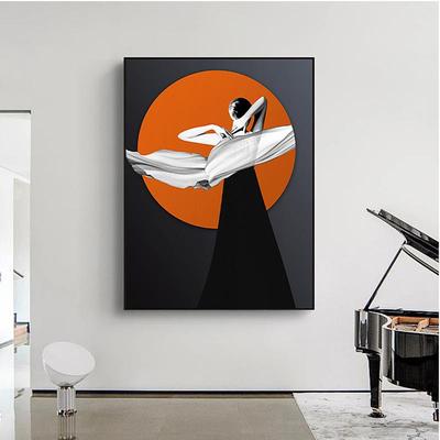 代轻奢玄关装饰画走过女道竖版人落地画轻奢廊人物现楼8067梦中梯