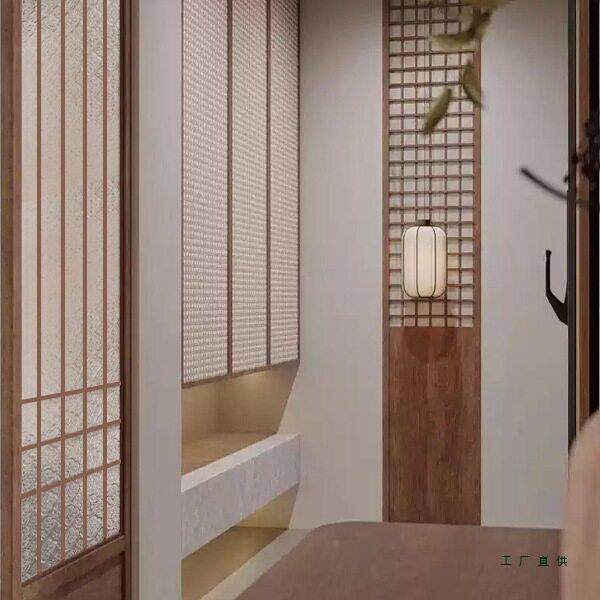 宋氏美学新中实木玻璃风断客厅入URS式户正对门玄屏关茶隔室座屏