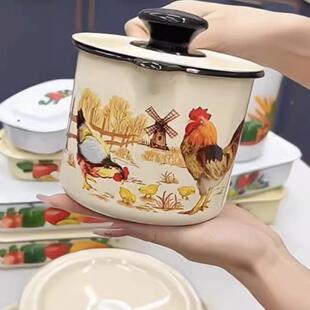 搪瓷壶辣椒油储油油罐尖嘴厨房用2231耐罐高俄罗温斯搪瓷厨具