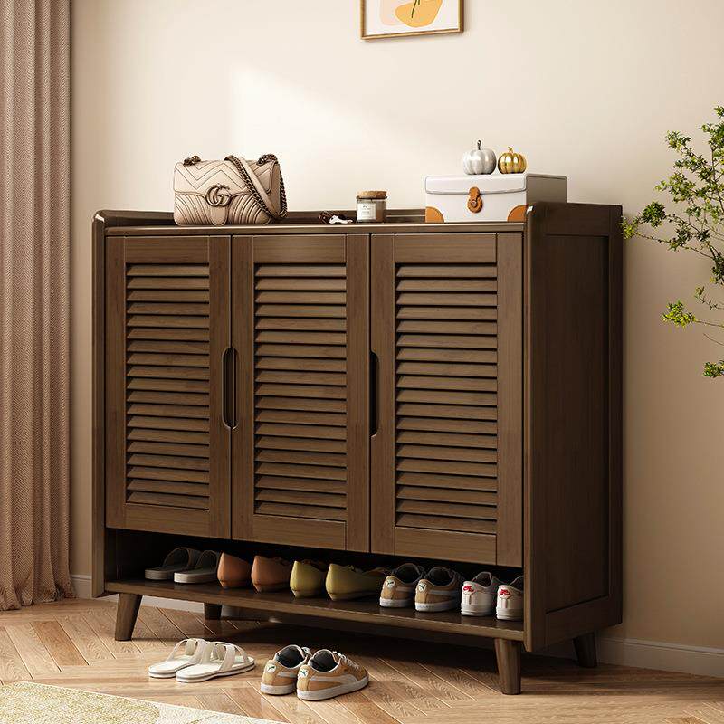 北欧百叶门实木鞋柜透气储物小户家型玄关柜三鞋柜用柜门收纳YF-X