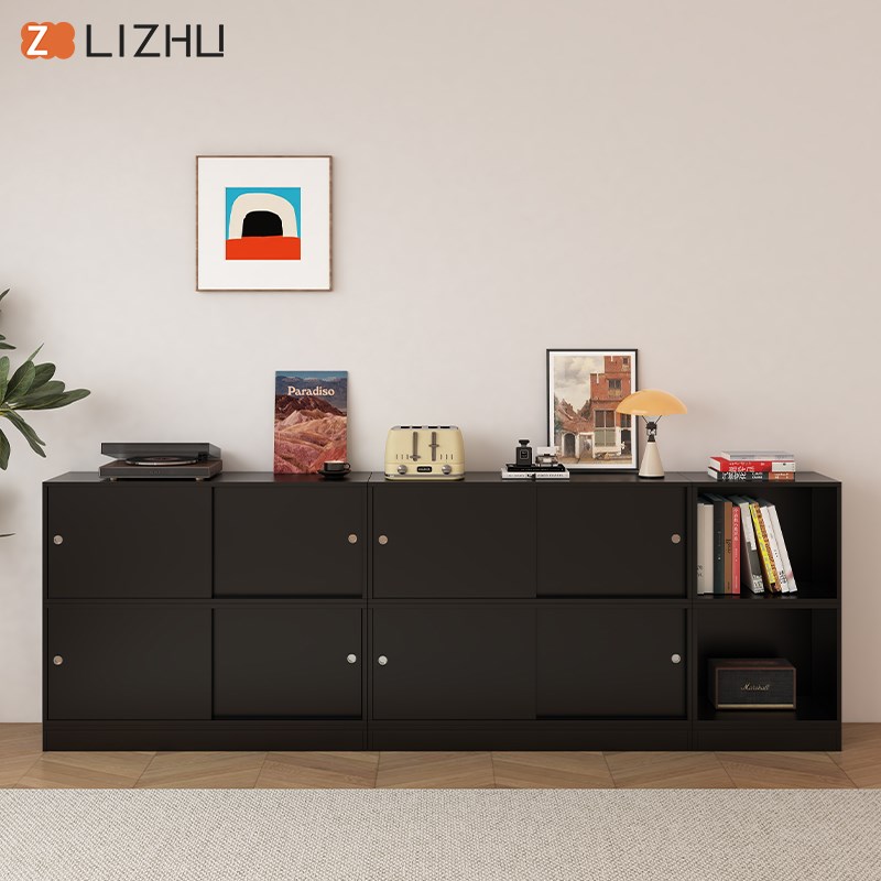 北欧包豪斯复古书柜推拉门收w纳柜餐边柜阳台推拉门储物置物柜定