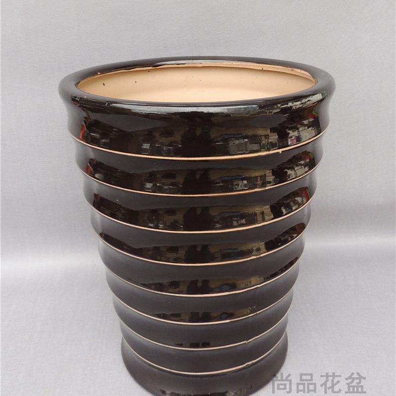 高白螺纹特大陶瓷散盆金钻筒尾葵花发财F956SST9树客厅落地陶瓷大
