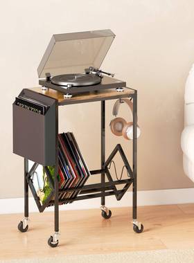 家居C古风D收纳架碳钢创意客厅HM-55028小边几黑胶片置物架简唱易