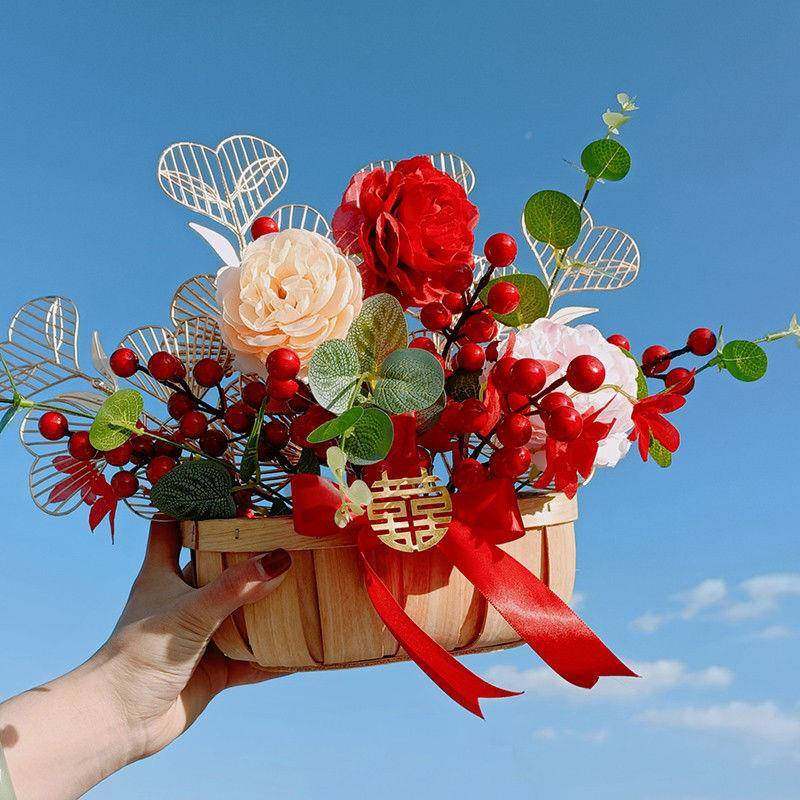 仿真花篮礼抱篮男女厂家直供婚方卧室客抱花厅篮摆件新娘手提花篮,节庆用品/礼品,陪嫁用品套装,淘宝优惠券,粉丝福利购,淘宝优惠卷