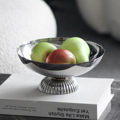 轻奢高脚盘果盘件样板房客厅现代艺食术收纳VDR托茶几零点摆心碗
