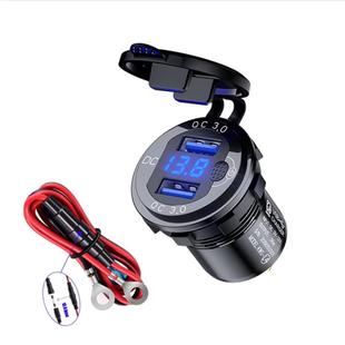 铝合金车载改装双QC3.0带开关数显电压表房车游艇防水带开关