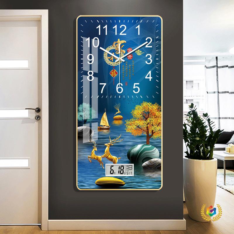 ?长方形晶瓷钟客厅书房挂钟北欧挂墙家用时尚简约静音钟表创意时
