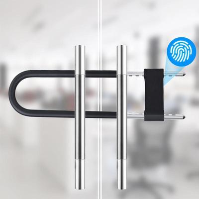 指纹锁u型锁双门推拉门商铺密码u形插锁防盗智能玻璃门锁智能锁