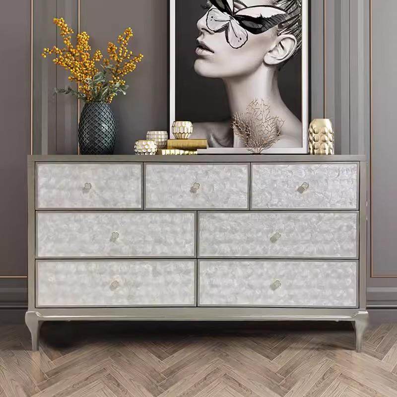 美式轻奢贝壳五斗柜现代简约实木客厅餐边柜奶油风门厅卧室收纳柜,纺织面料/辅料/配套,纺织机械配件,淘宝优惠券,粉丝福利购,淘宝优惠卷