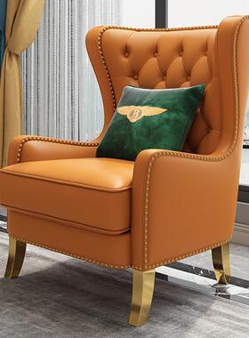 TJYC917-1美式轻奢单人沙发休闲椅阳台沙发椅子老虎凳卧室客厅