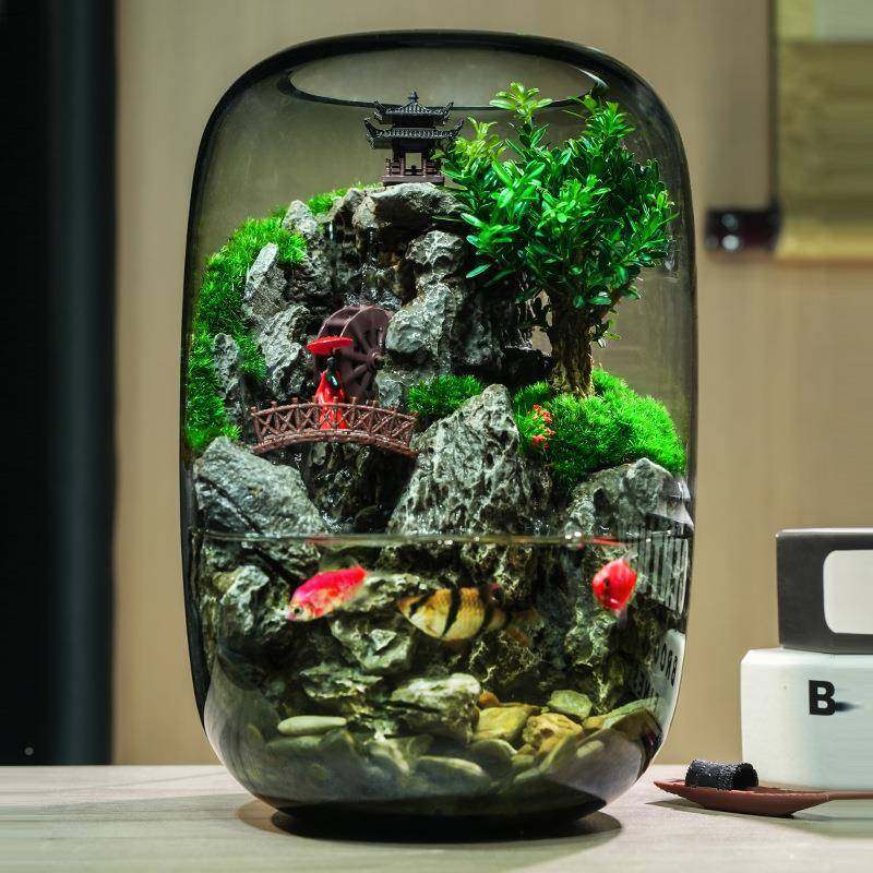 新款时来运转流造水鱼缸景盆景礼微绿植盆栽苔藓桌面物景观PTZ生,鲜花速递/花卉仿真/绿植园艺,花瓶,淘宝优惠券,粉丝福利购,淘宝优惠卷