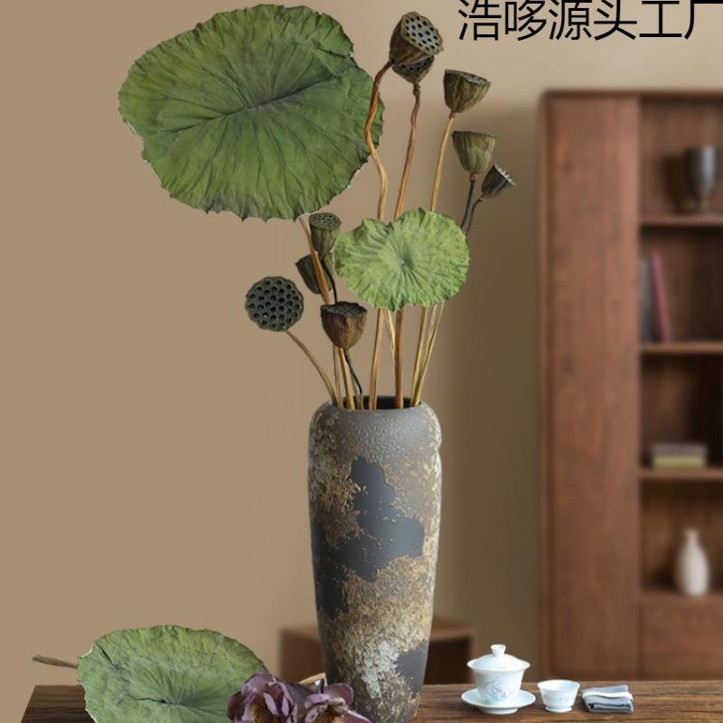 新中式禅意插花莲蓬荷花干花花束客厅摆设感真花风干荷叶